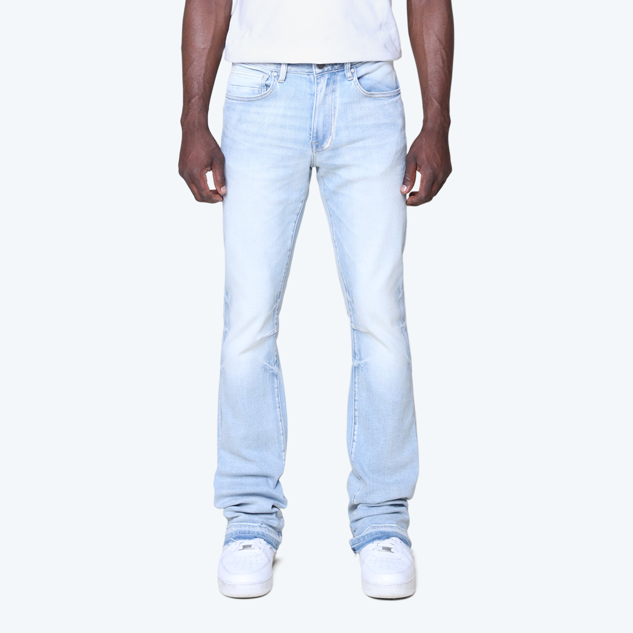 Stacked Vintage Wash Plain Jeans - Santorini Blue