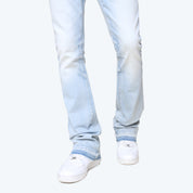 Stacked Vintage Wash Plain Jeans - Santorini Blue