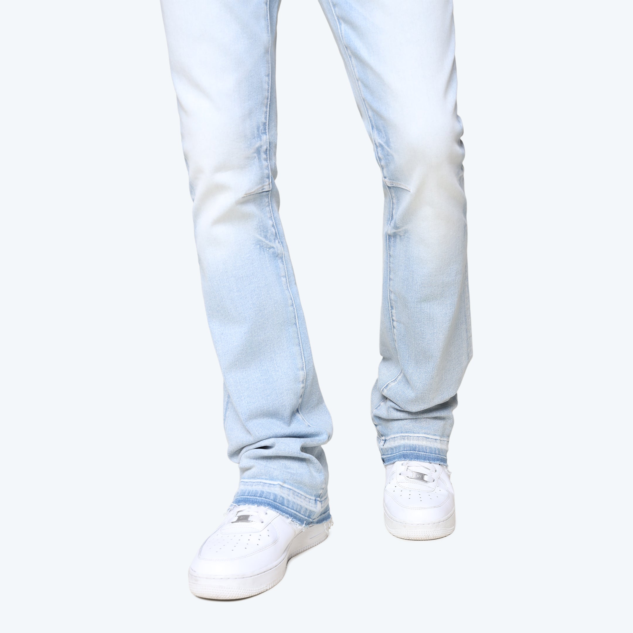 Stacked Vintage Wash Plain Jeans - Santorini Blue