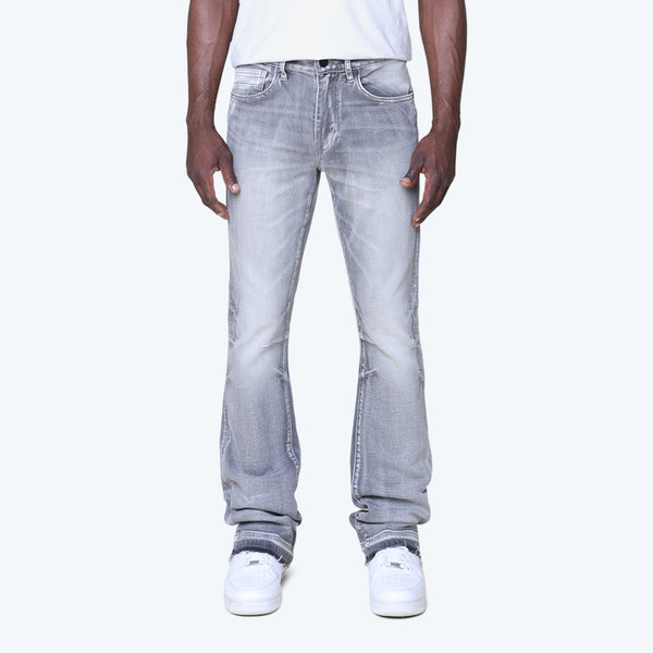 Stacked Vintage Wash Plain Jeans - Union Grey