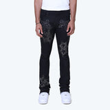 Stacked Rhinestone Jeans - Glow Black