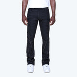 Lazy Stacked Barbwire Rhinestone Jeans - Glow Black