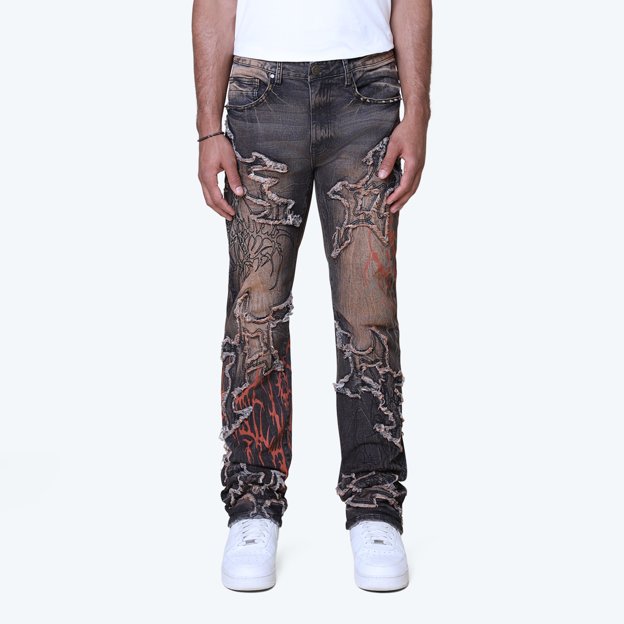 Long Straight Ascended Jeans - Cherry Wood