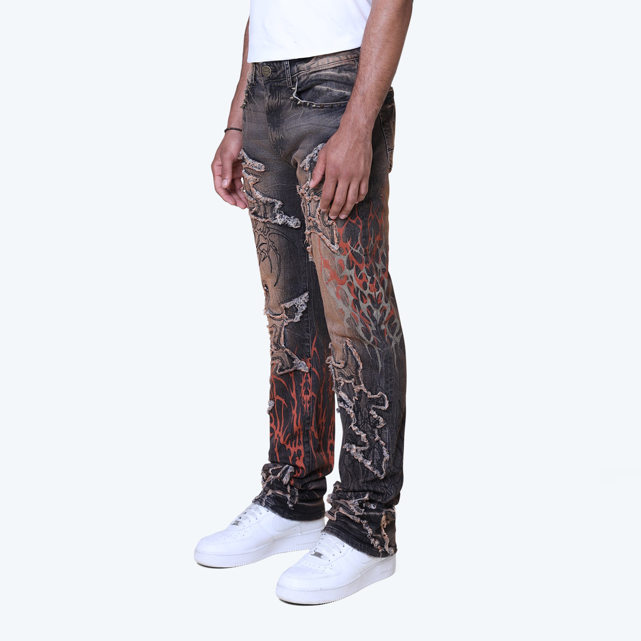 Long Straight Ascended Jeans - Cherry Wood