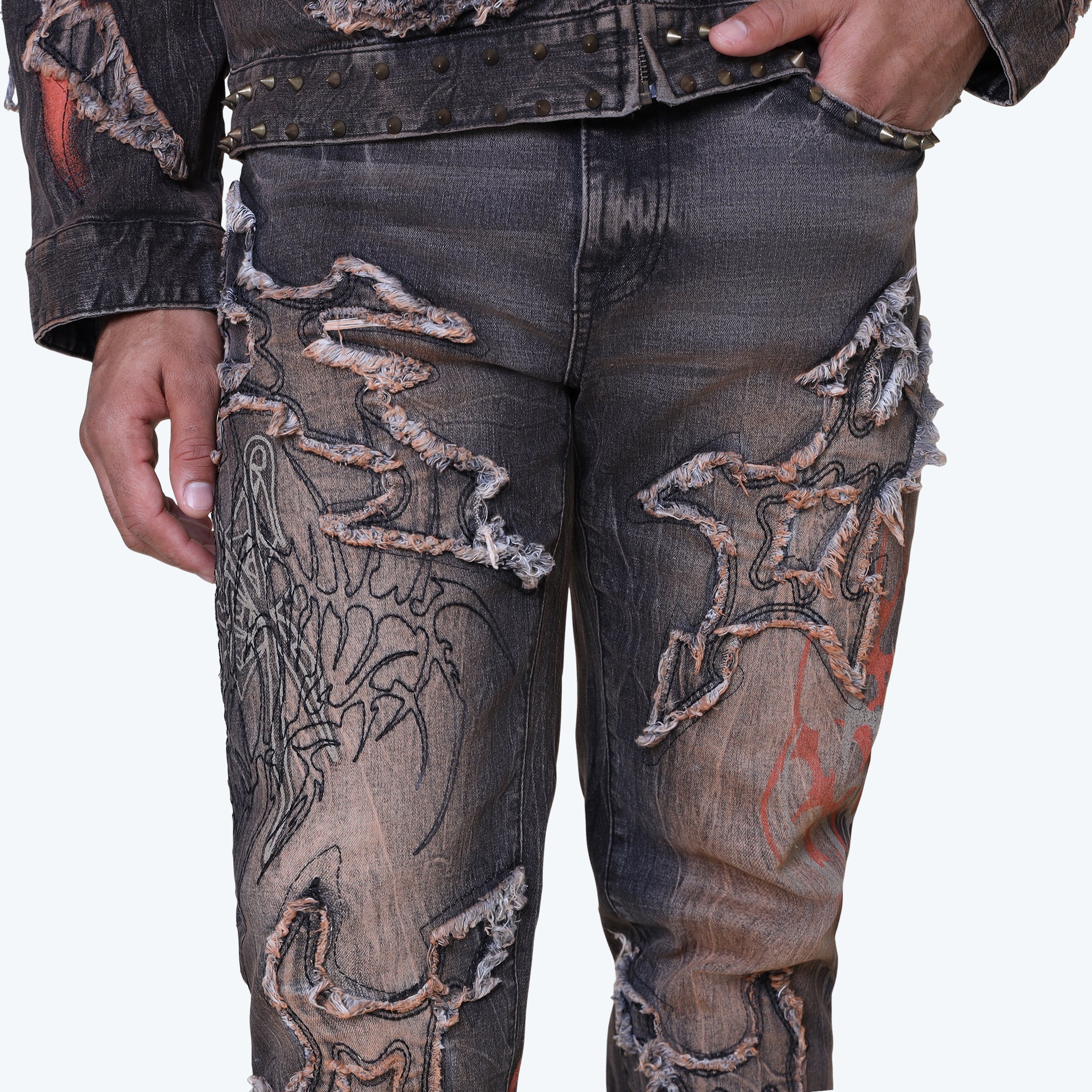 Long Straight Ascended Jeans - Cherry Wood