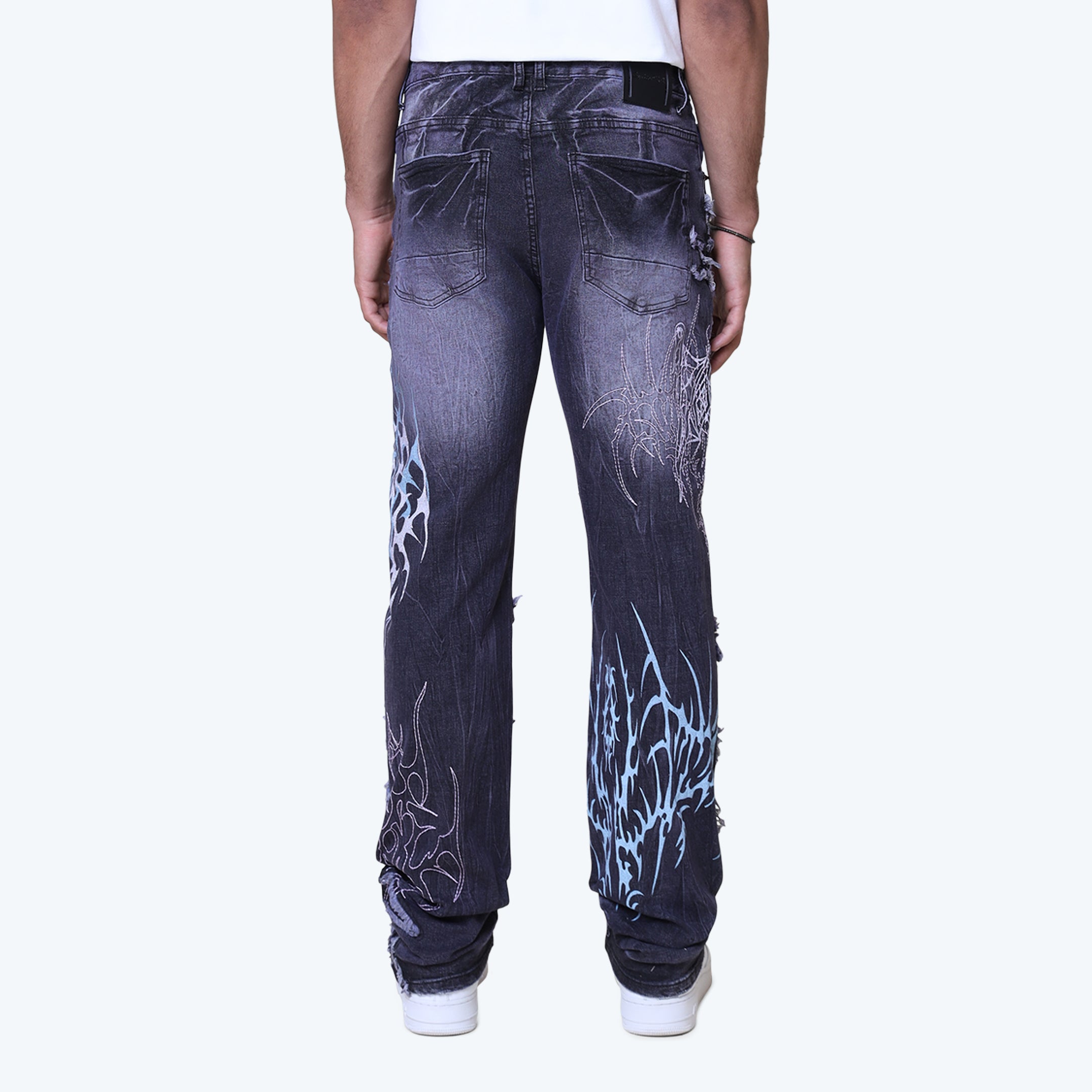 Long Straight Ascended Jeans - Paisley Black