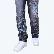 Long Straight Ascended Jeans - Paisley Black