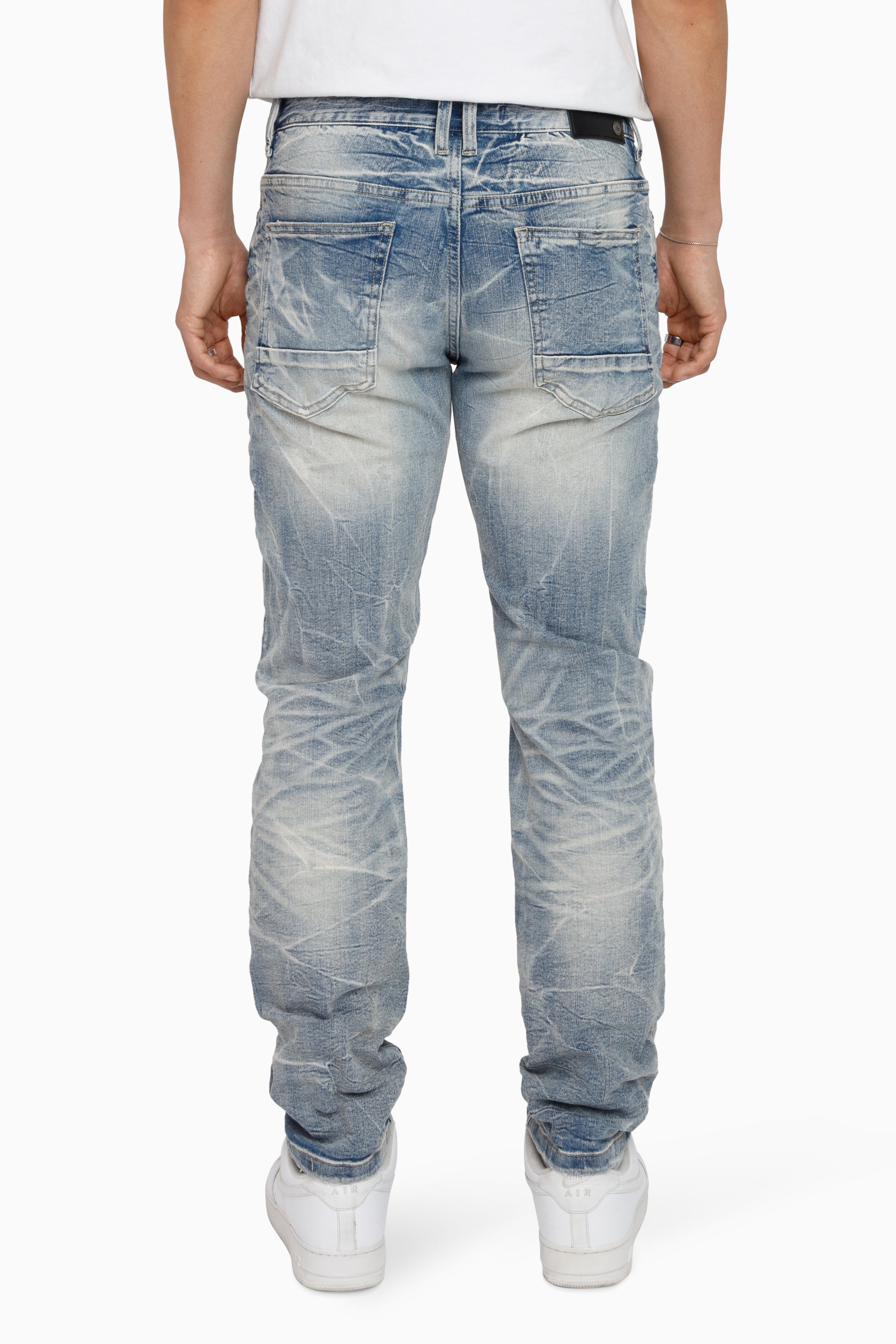 Honeycomb Effect Washed Jeans - Highland Blue