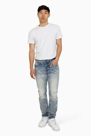 Honeycomb Effect Washed Jeans - Highland Blue