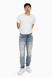 Honeycomb Effect Washed Jeans - Highland Blue
