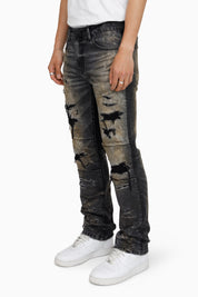 Heavy Rip & Repaired Jeans - Ascent Black