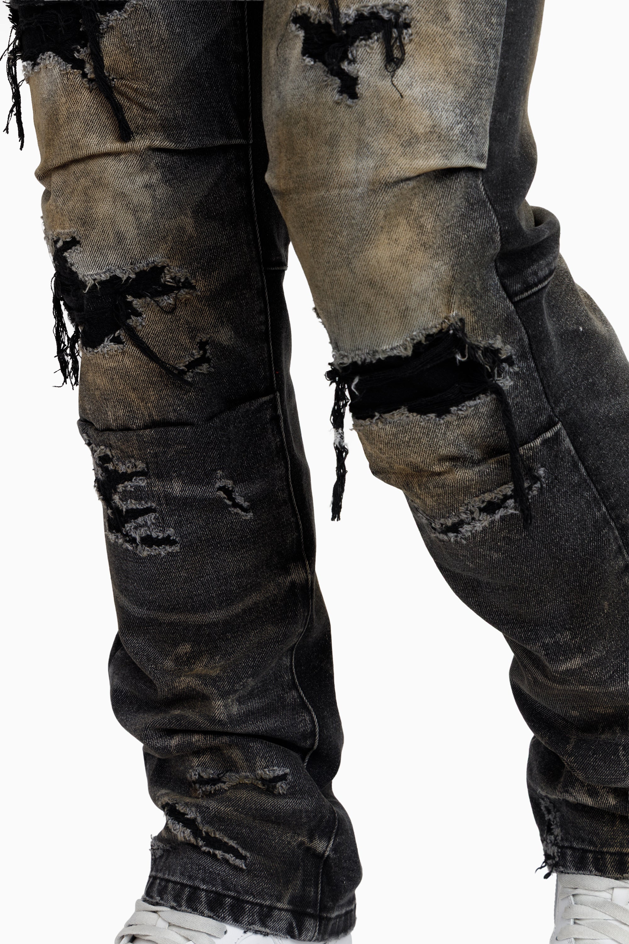 Heavy Rip & Repaired Jeans - Ascent Black