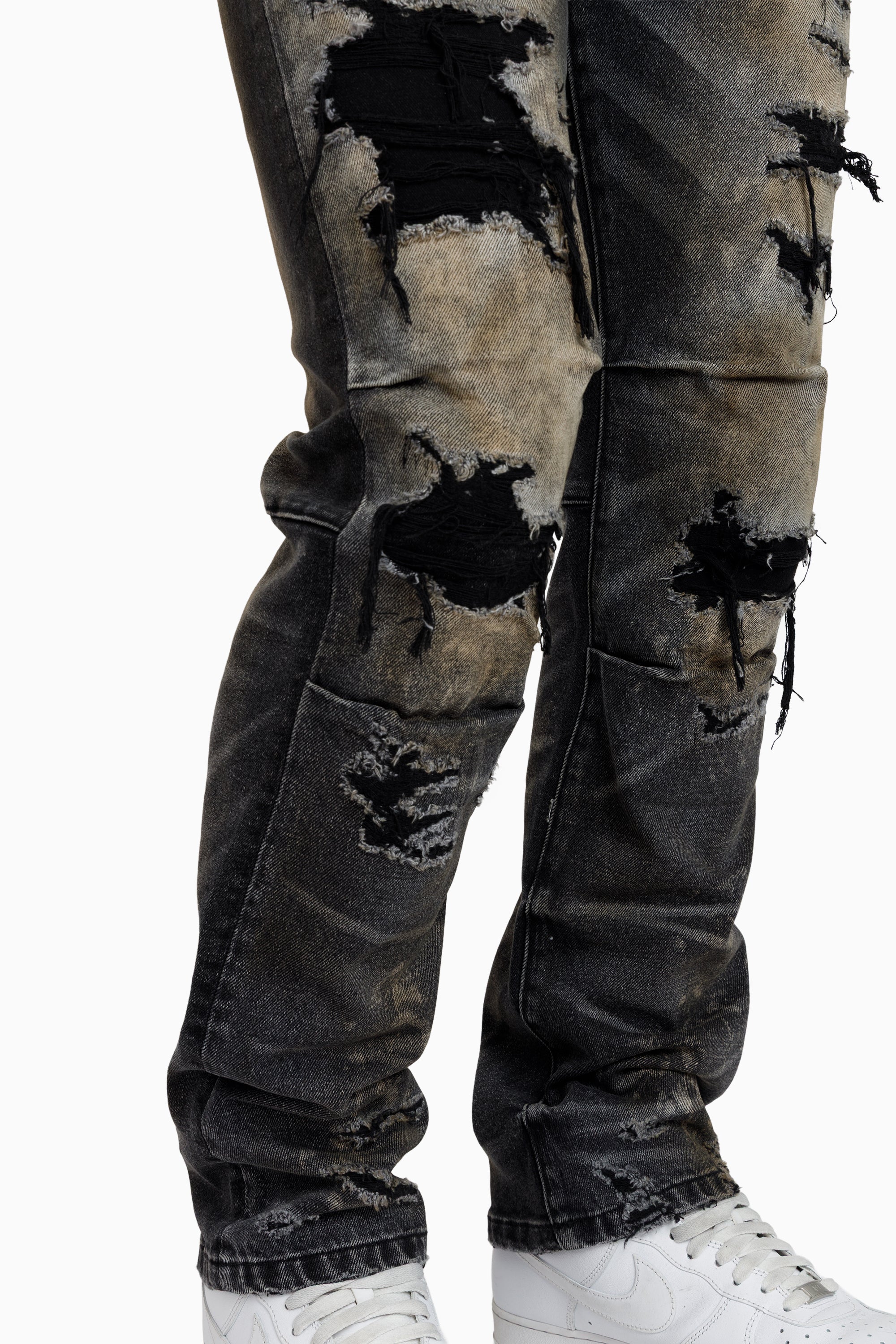 Heavy Rip & Repaired Jeans - Ascent Black
