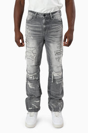 Heavy Rip & Repaired Jeans - Ceres Grey