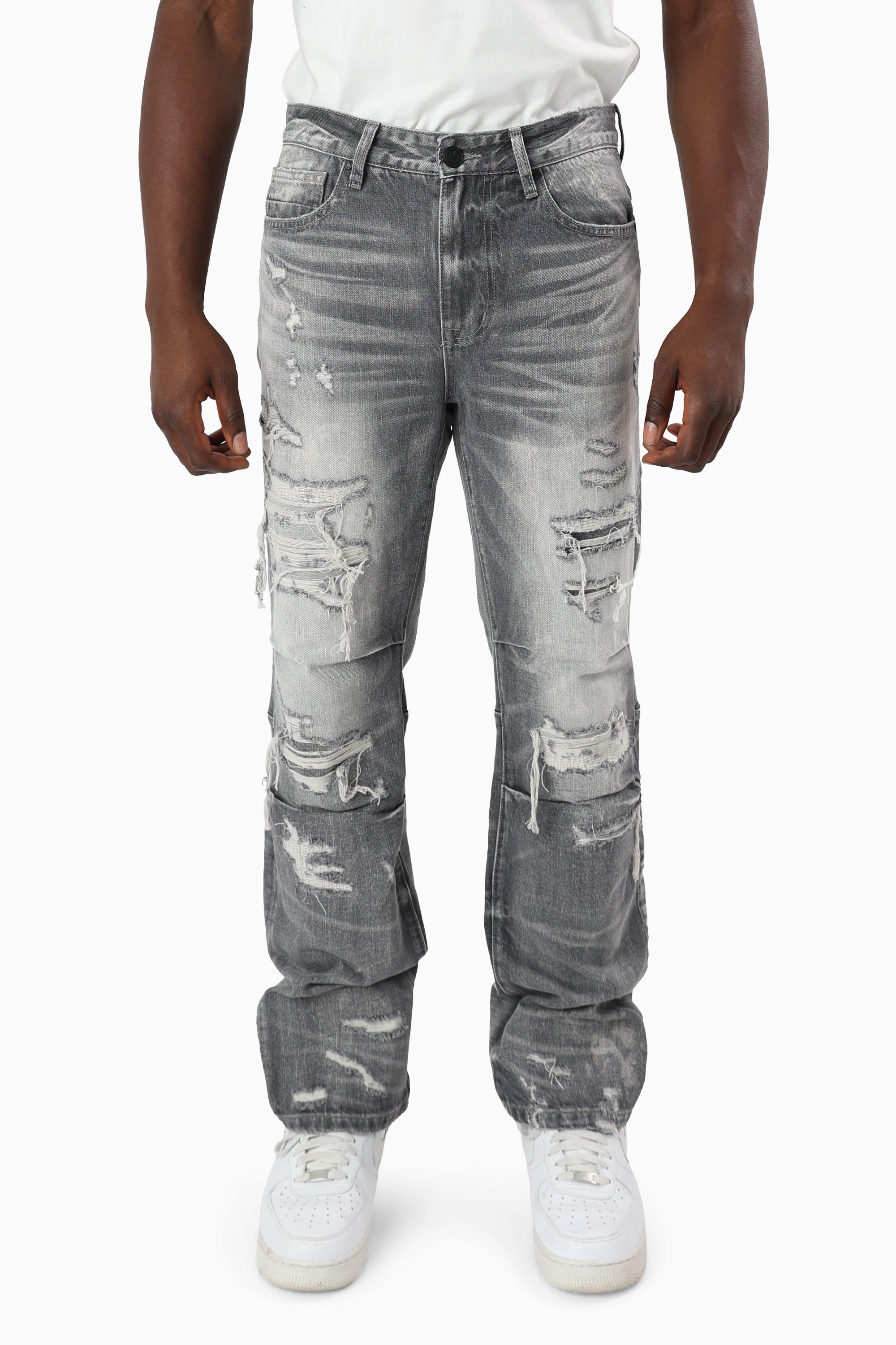 Heavy Rip & Repaired Jeans - Ceres Grey
