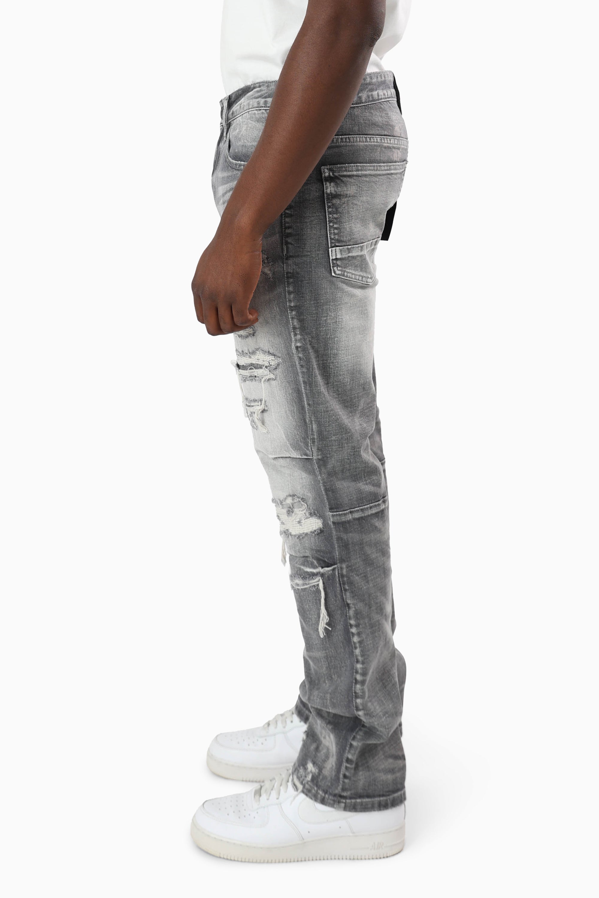 Heavy Rip & Repaired Jeans - Ceres Grey