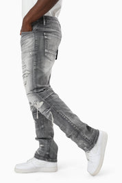 Heavy Rip & Repaired Jeans - Ceres Grey