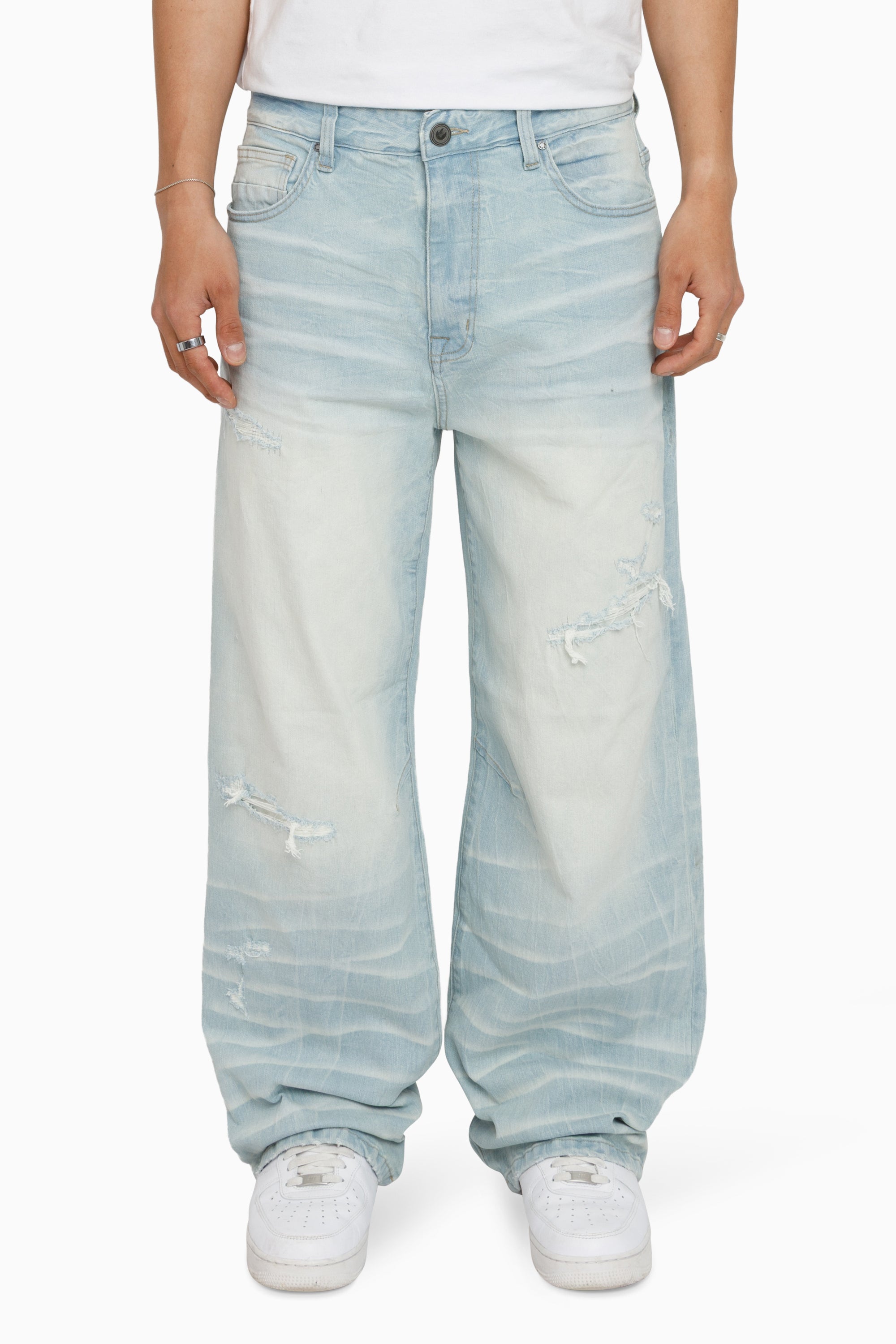 Vintage Washed Jeans - Speckle Blue
