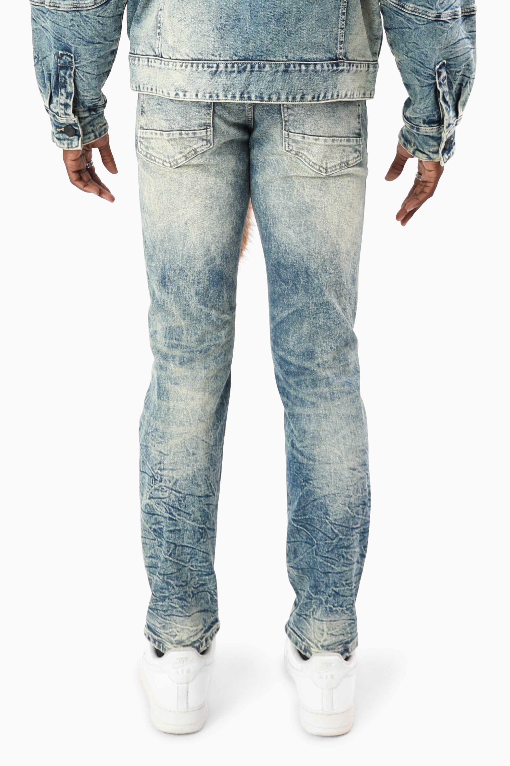 Vintage Washed Jeans With Chain Detail - Arbor Blue