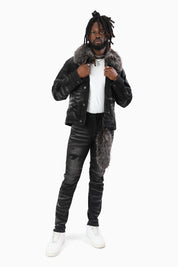 Vintage Washed Jeans With Chain Detail - Tetra Black