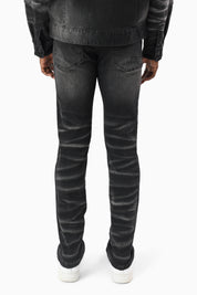 Vintage Washed Jeans With Chain Detail - Tetra Black