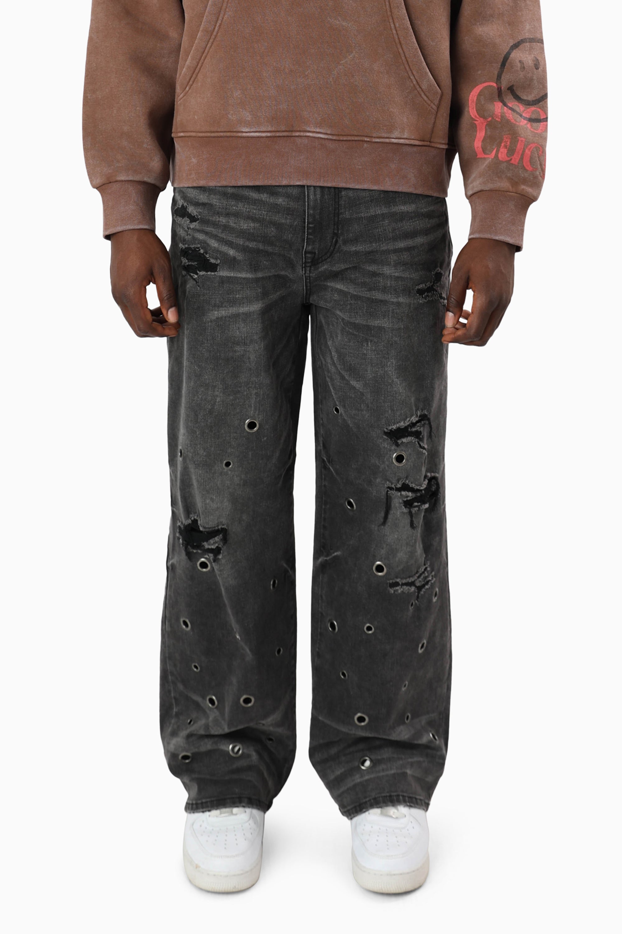 Metal Grommet Jeans - Argon Black