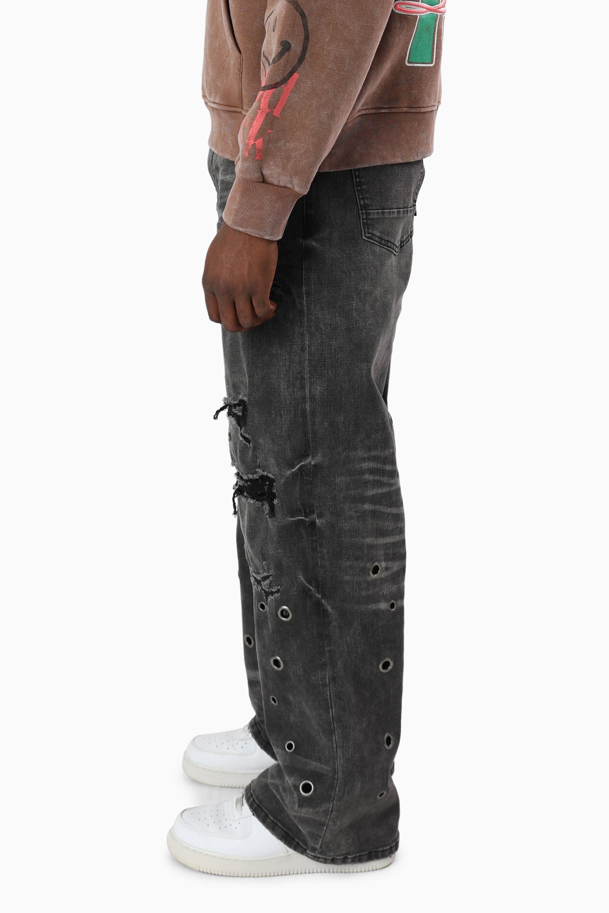 Metal Grommet Jeans - Argon Black