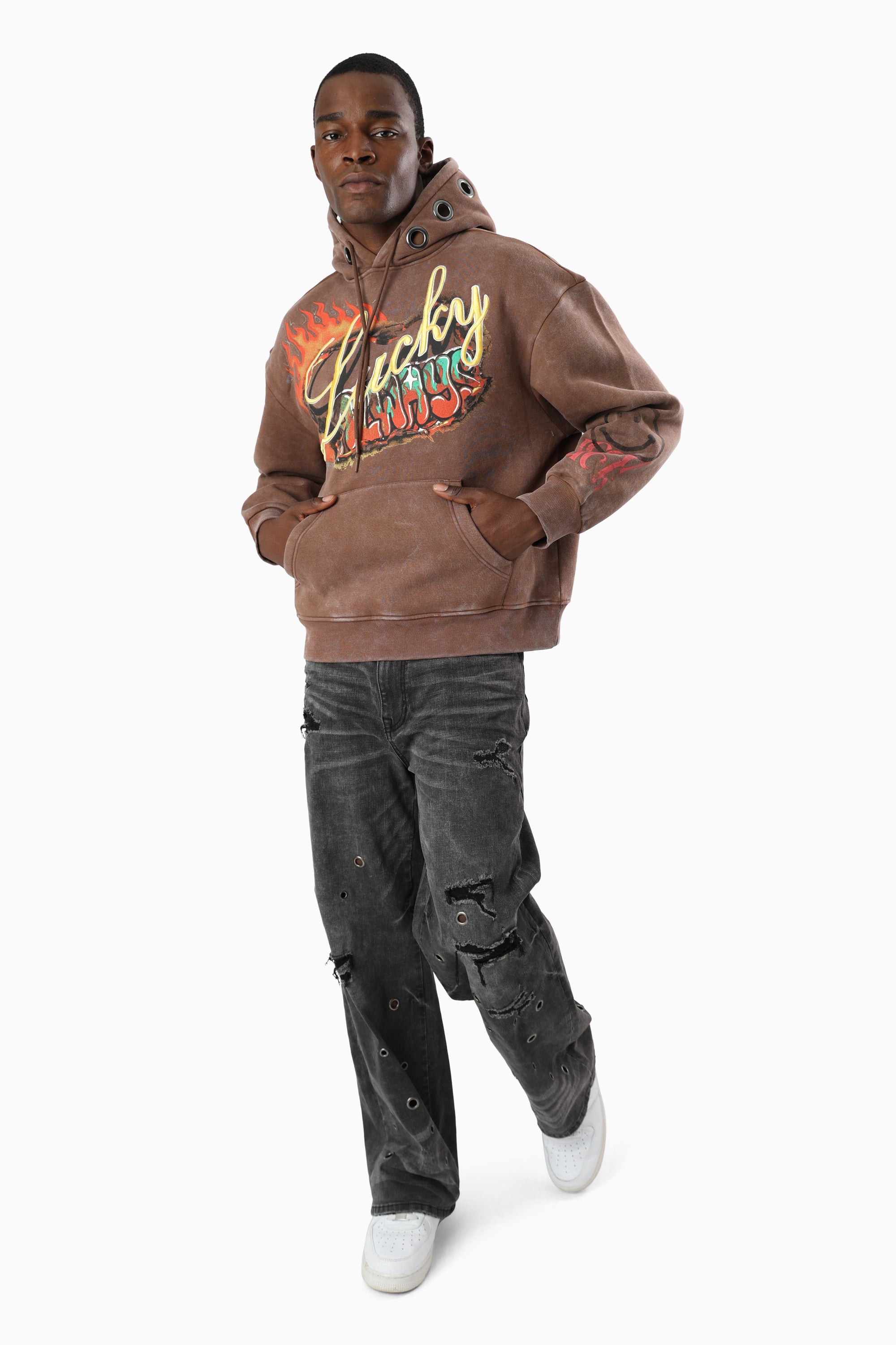 Metal Grommet Jeans - Argon Black