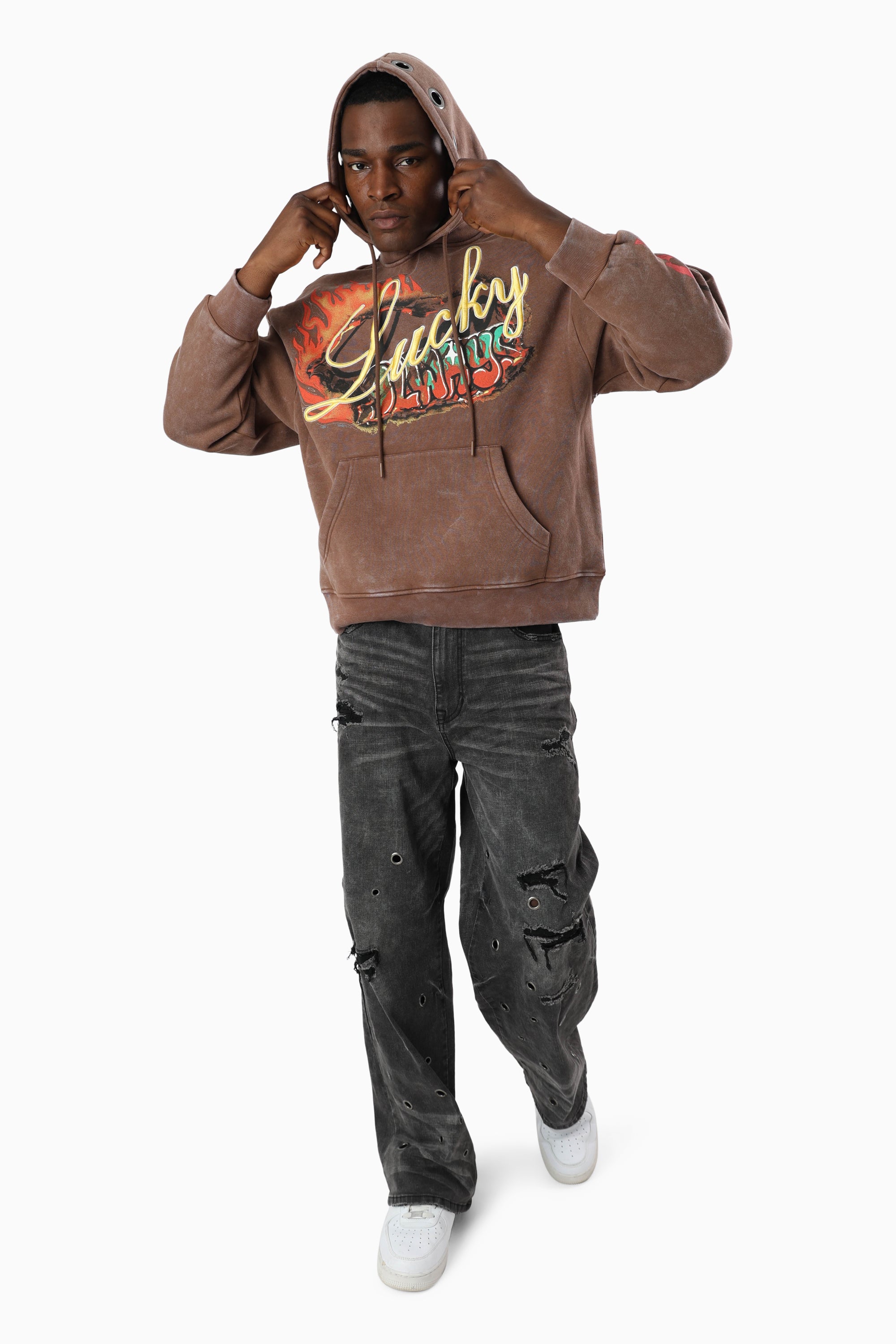 Metal Grommet Jeans - Argon Black