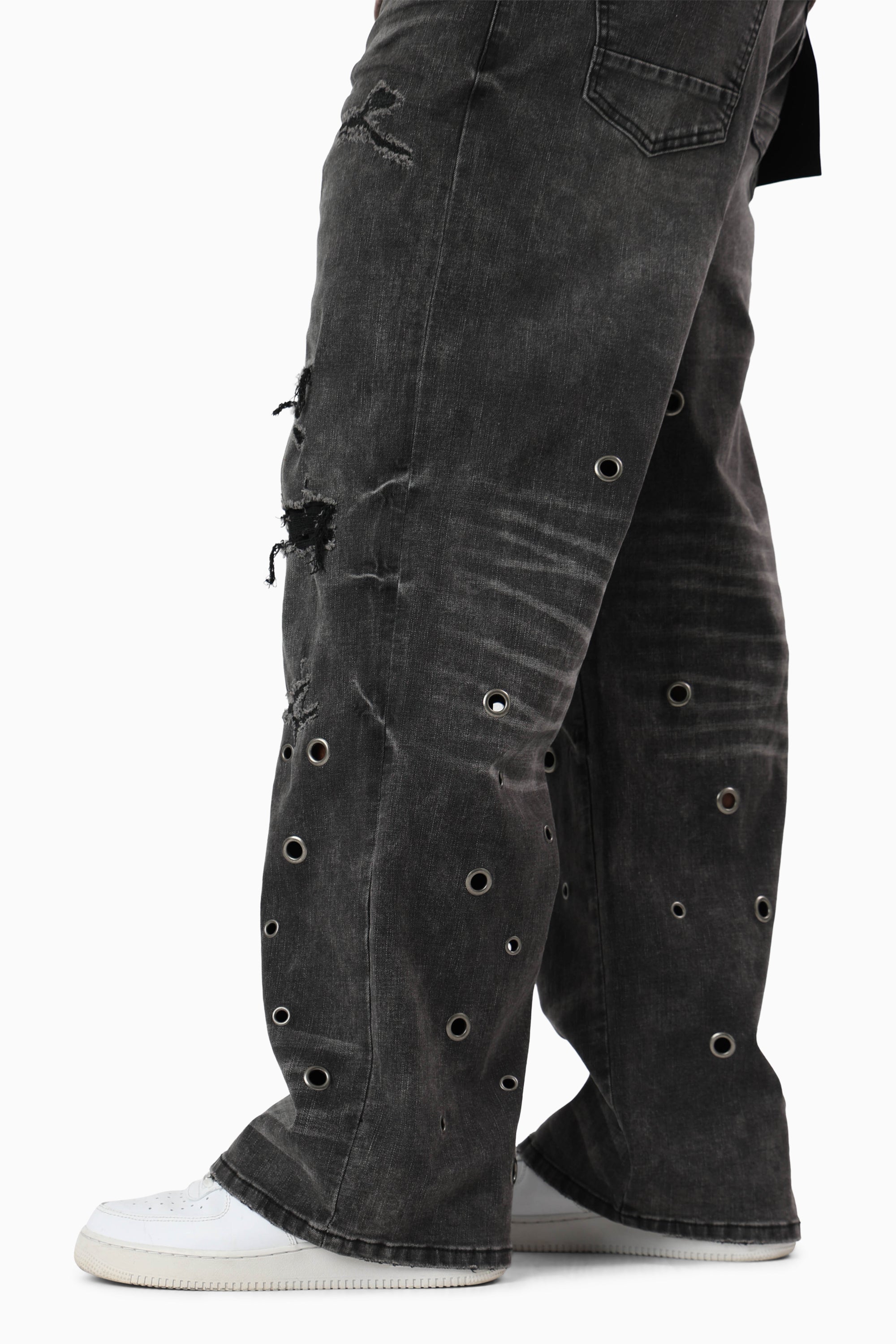 Metal Grommet Jeans - Argon Black