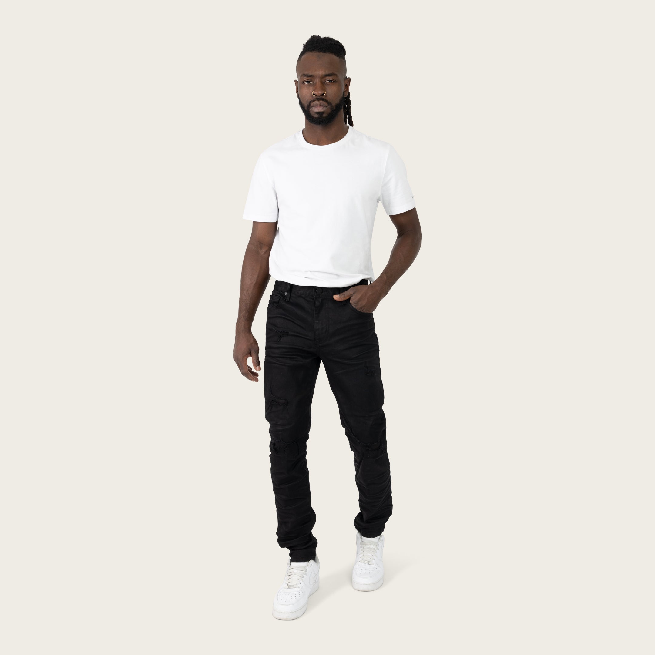 Slim Authentic Washed Jeans - Jet Black