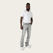 Lazy Stacked Sunbleached Effect Washed Jeans - Union Grey