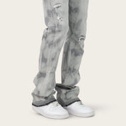 Lazy Stacked Sunbleached Effect Washed Jeans - Union Grey
