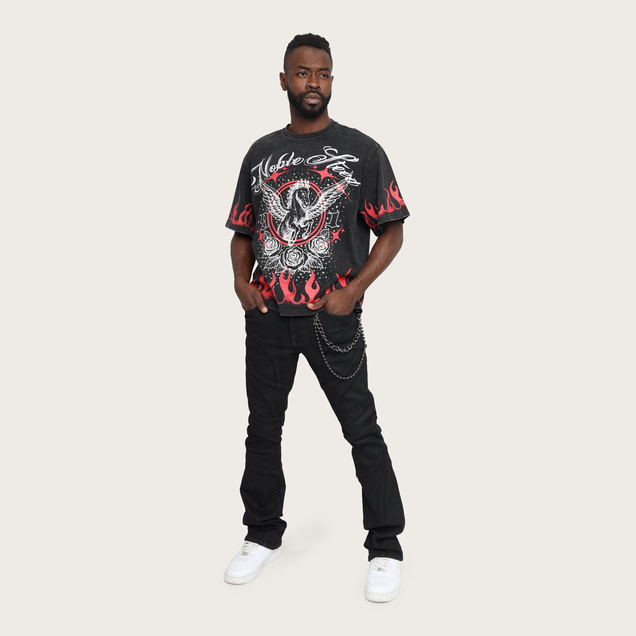 Lazy Stacked Engineered Pants - Glow Black