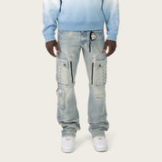 Lazy Stacked Utility Jeans - Baltic Blue