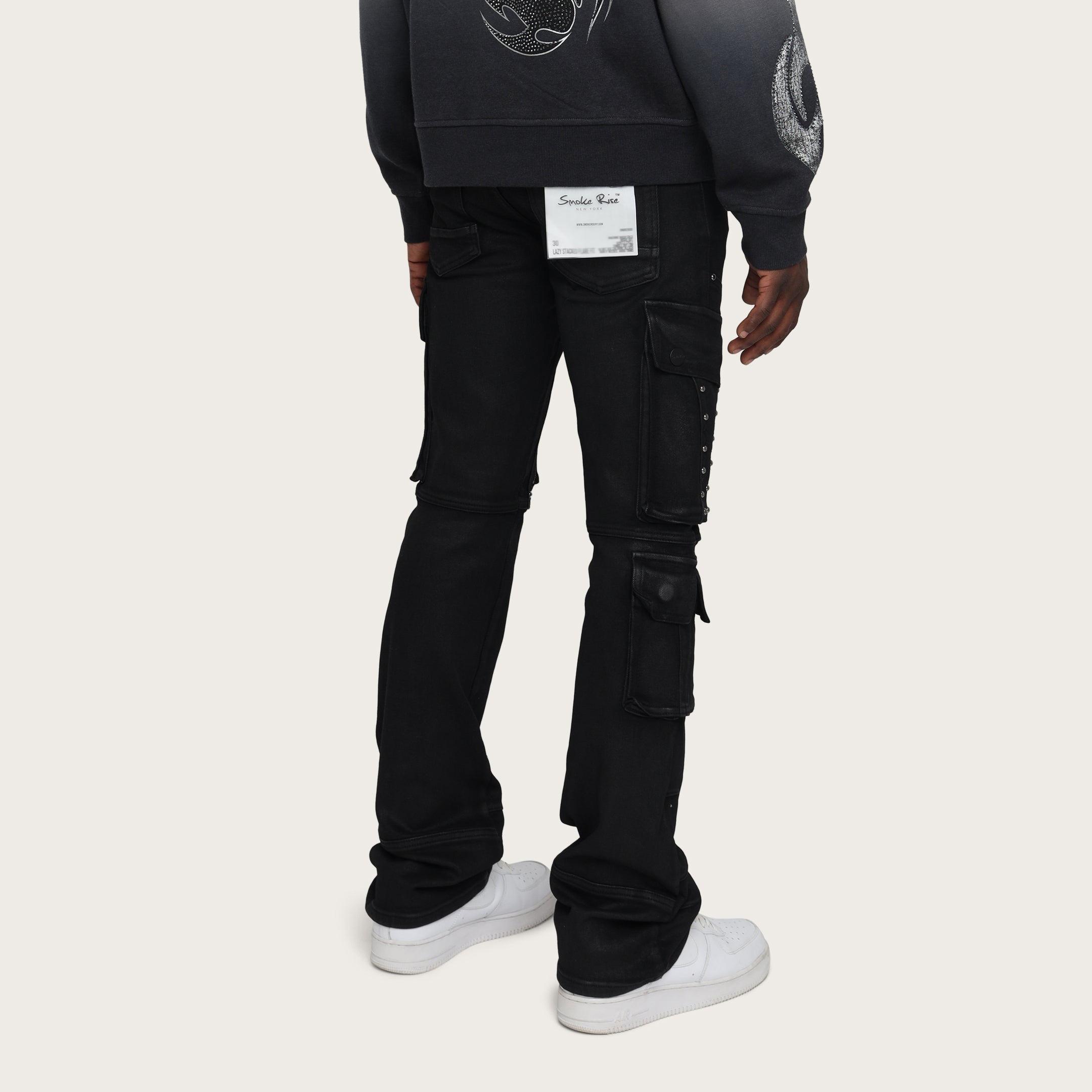 Lazy Stacked Utility Jeans - Glow Black