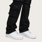 Lazy Stacked Utility Jeans - Glow Black