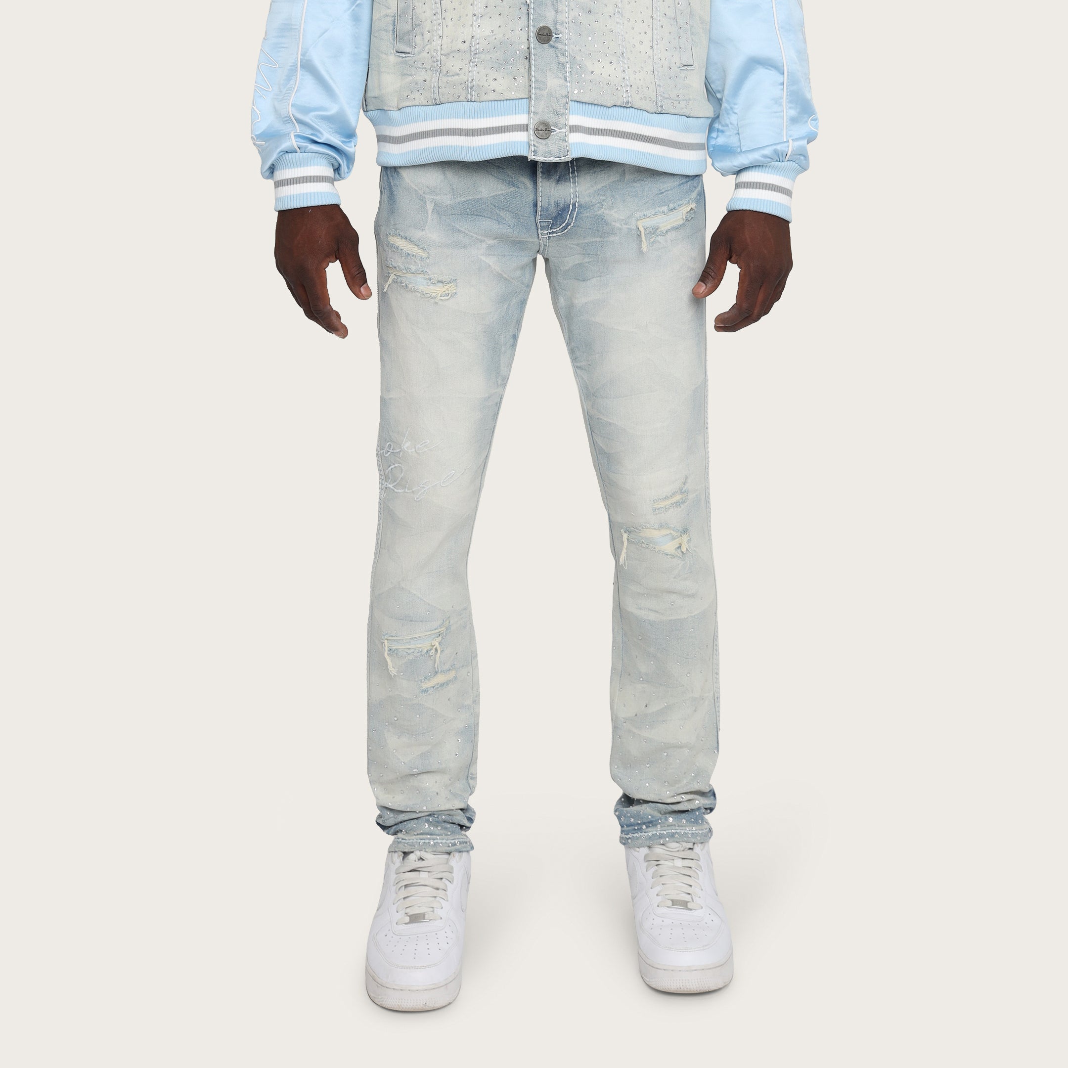 Men's Denim Jeans | Distressed, Black, Classic Wash | Smoke Rise