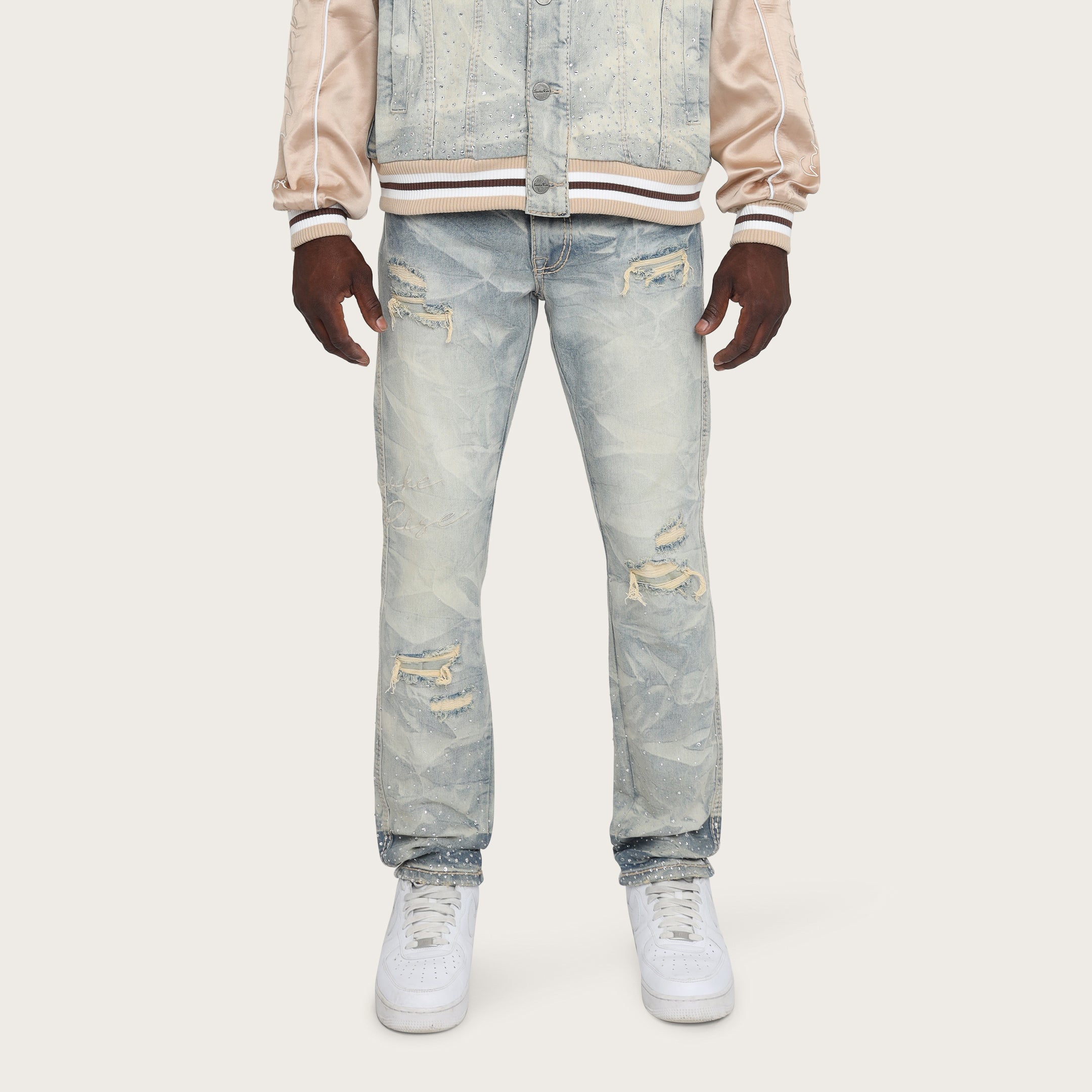 Men's Denim Jeans | Distressed, Black, Classic Wash | Smoke Rise NY