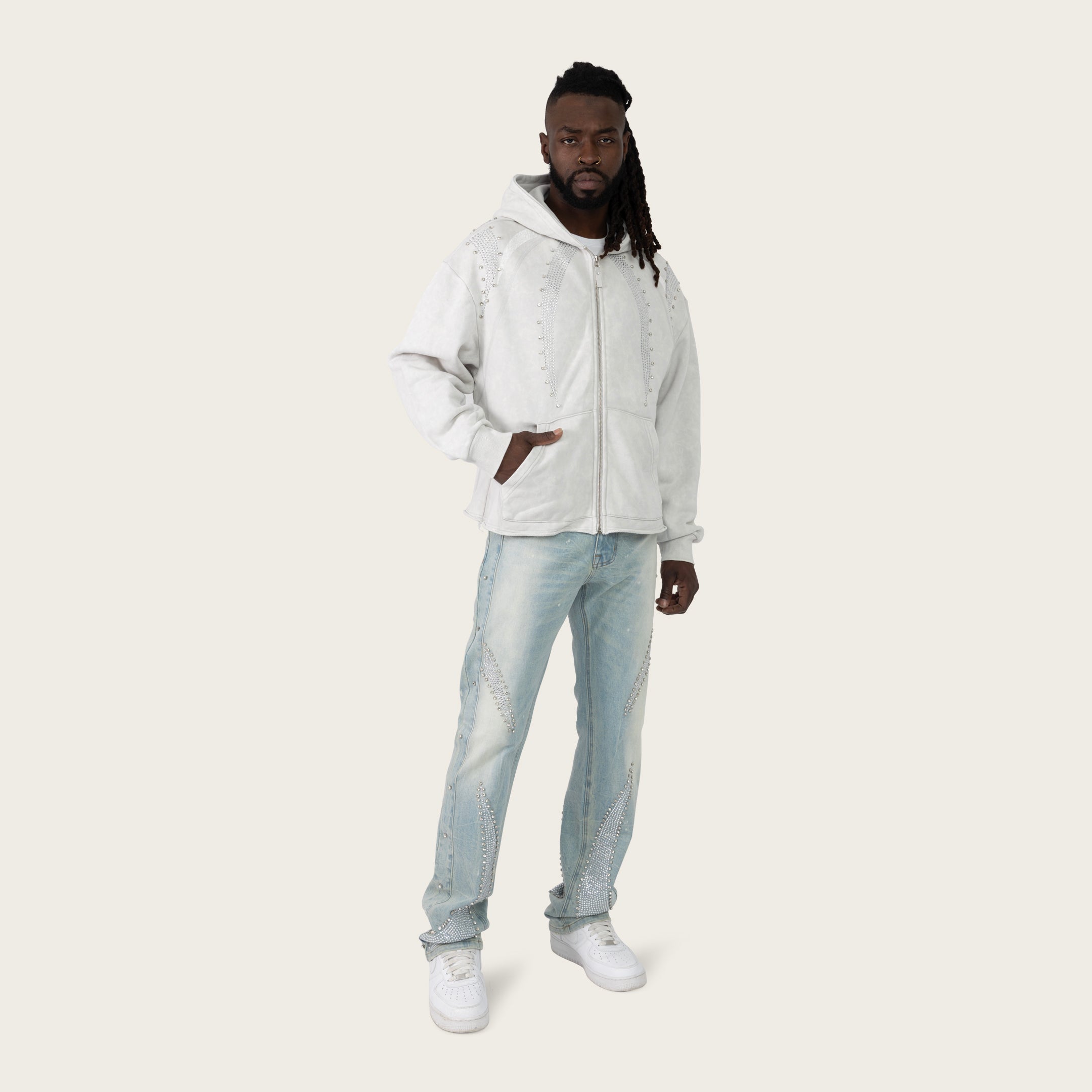 Men's Denim Jeans | Distressed, Black, Classic Wash | Smoke Rise NY