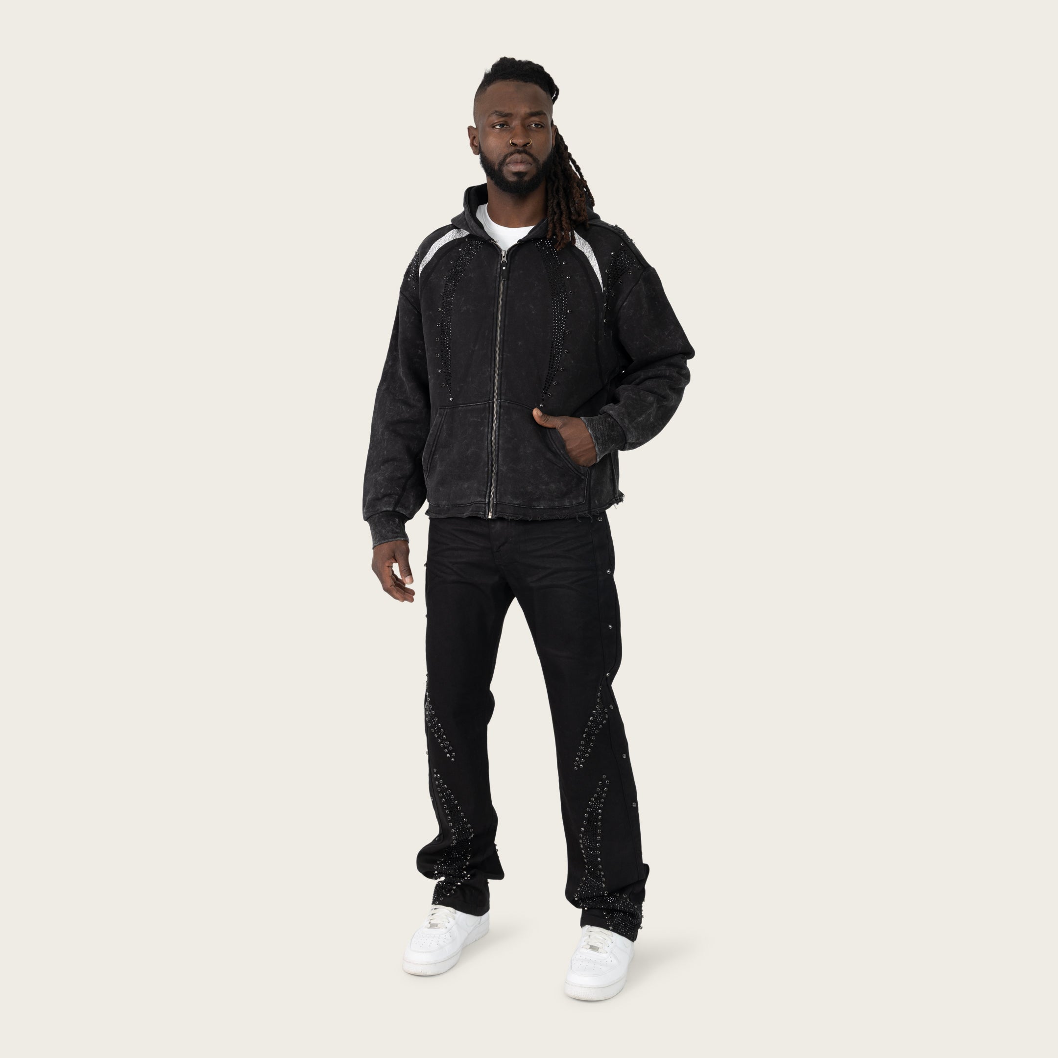 Men's Denim Jeans | Distressed, Black, Classic Wash | Smoke Rise NY