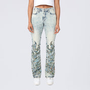 High Rise Bootcut Stacked Tapestry Jeans