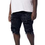 Smoke Rise Big and Tall Big and Tall - Distressed Rip & Repair Jean Shorts - Black Matrix