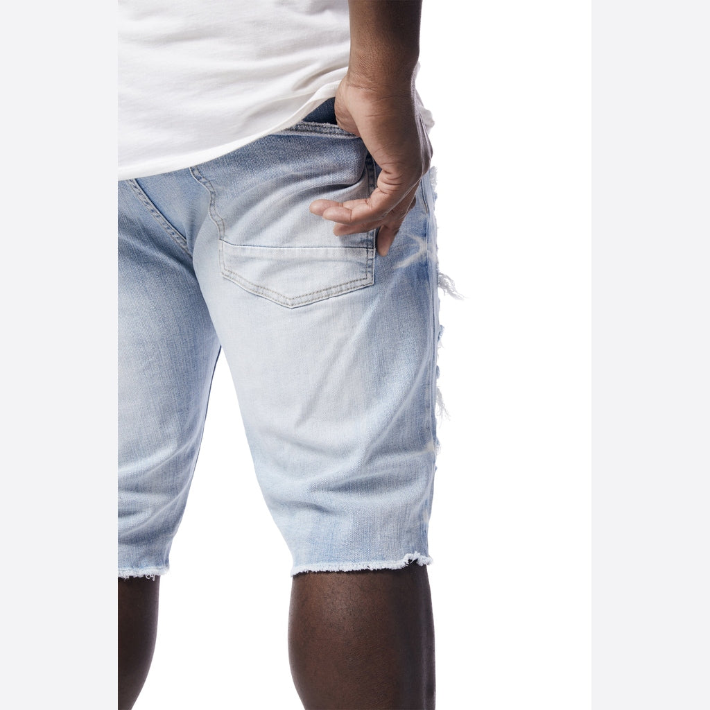 Smoke Rise Big and Tall Big and Tall - Distressed Rip & Repair Jean Shorts - Santorini Blue