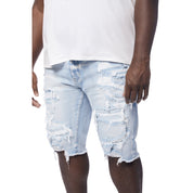 Smoke Rise Big and Tall Big and Tall - Distressed Rip & Repair Jean Shorts - Santorini Blue