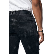 Smoke Rise Distressed Rip & Repair Jean Shorts - Black Matrix