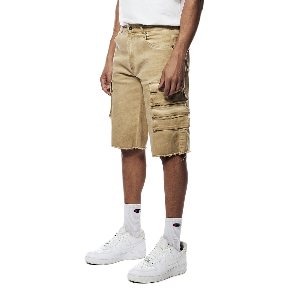 Smoke Rise Pigment Dyed Twill Utility Shorts - Khaki