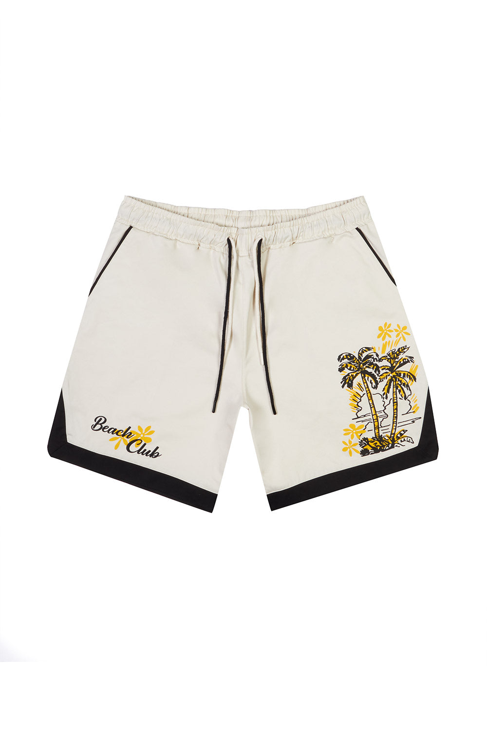 Embroidered & Printed Polished Twill Resort Shorts - Chalk