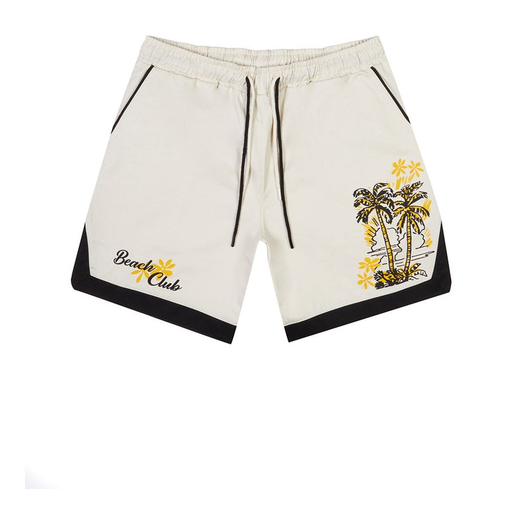 Smoke Rise Embroidered & Printed Polished Twill Resort Shorts - Chalk