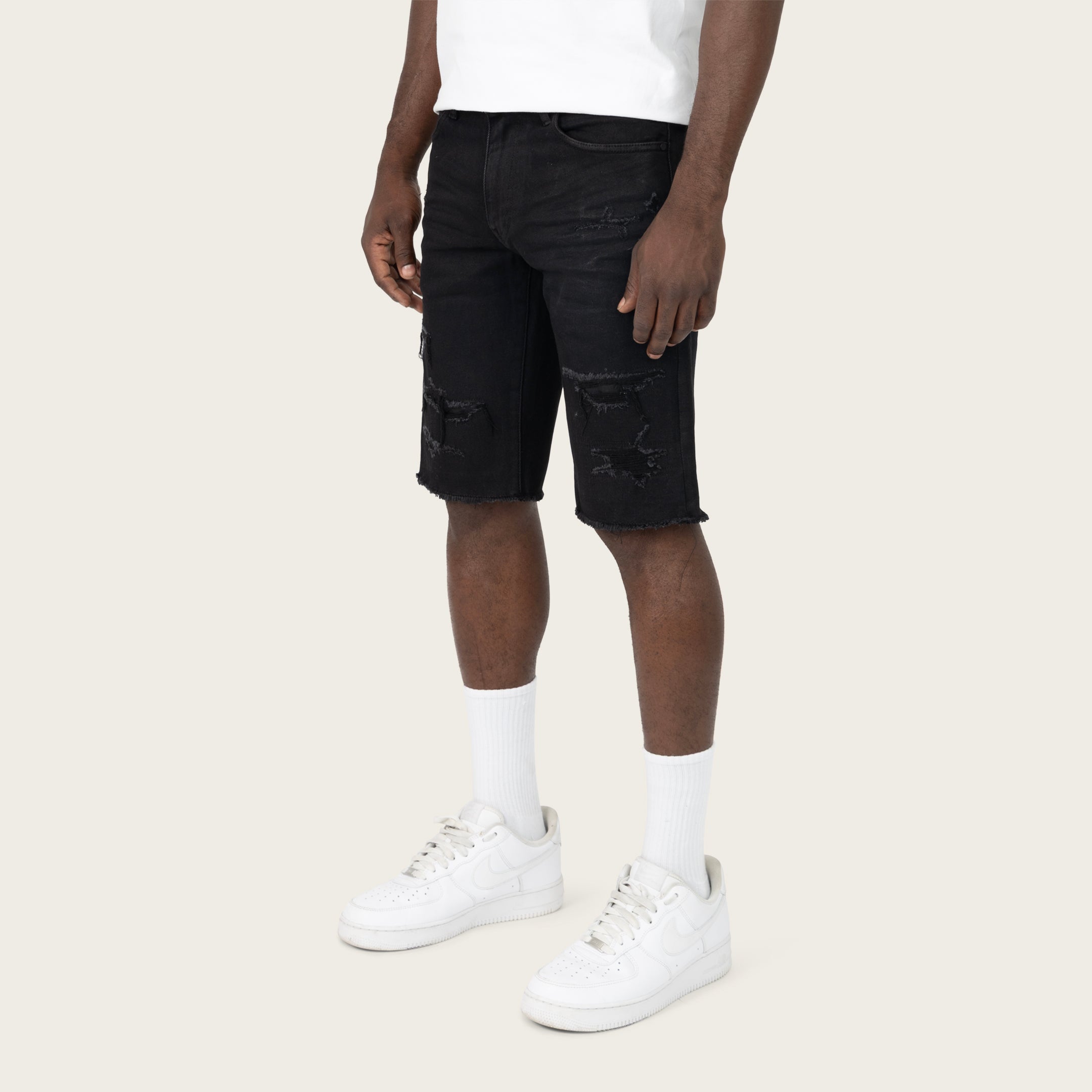 12" Slim Essential Jean Shorts - Glow Black